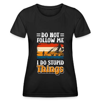 Sports Snow Winter sports Wooden sledges - Women's Functional T-Shirt - black - Front - AI Model Female 172 light (172cm)