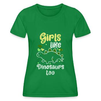 Dinosaur Tyrannosaurus Velociraptor Childhood - Women's Functional T-Shirt - kelly green - Front - AI Model Female 172 dark (172cm)
