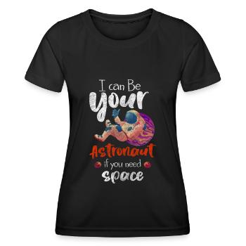 Astronaut Raumfahrt Raumanzug Rakete - Frauen Funktions-T-Shirt - Schwarz - Vorne - AI Model Female 172 light (172cm)