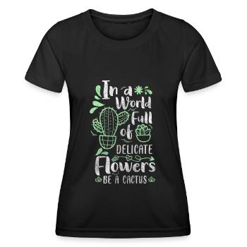 Pflanze Stacheln Gärtner Stich - Frauen Funktions-T-Shirt - Schwarz - Vorne - AI Model Female 172 light (172cm)