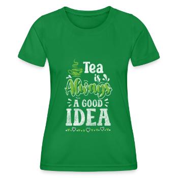 Tee Gemütlich Teetasse Teekanne - Frauen Funktions-T-Shirt - Kelly Green - Vorne - AI Model Female 172 dark (172cm)