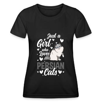 Perser Haustier Chefin Katzenlady - Frauen Funktions-T-Shirt - Schwarz - Vorne - AI Model Female 172 light (172cm)
