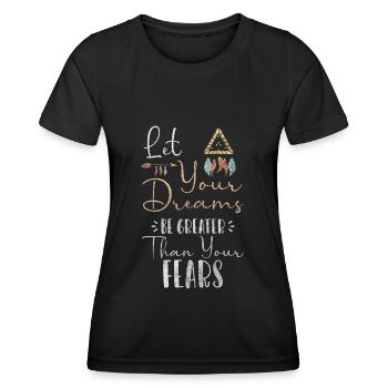 Rêve Plume Bonheur Dormir - T-shirt sport Femme - noir - Devant - AI Model Female 172 light (172cm)