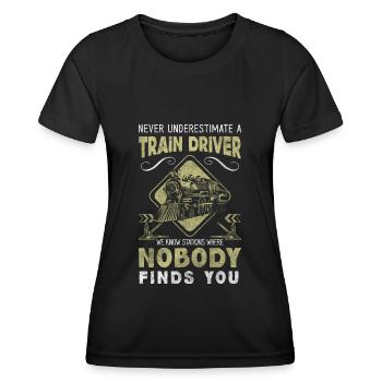 Railway Locomotive Vehicle - Women's Functional T-Shirt - black - Front - AI Model Female 172 light (172cm)