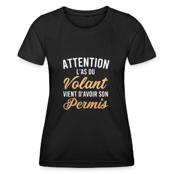 Junger Fahrer für Führerschein - Frauen Funktions-T-Shirt - Schwarz - Vorne - AI Model Female 172 light (172cm)