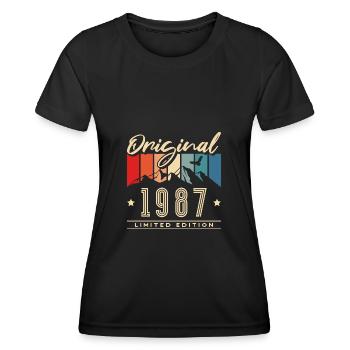 Vintage Berge Jahrgang 1987 Retro Geburtstag - Frauen Funktions-T-Shirt - Schwarz - Vorne - AI Model Female 172 light (172cm)
