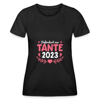 Schwangerschaft 2023 Werdende Tante Geschenk - Frauen Funktions-T-Shirt - Schwarz - Vorne - AI Model Female 172 light (172cm)