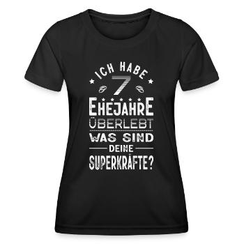 Hochzeitsgeschenk 7 Jahre Ehe Hochzeitstag - Frauen Funktions-T-Shirt - Schwarz - Vorne - AI Model Female 172 light (172cm)