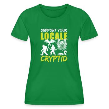 UFO Fantasy Cryptid Supports local Cryptid - Women's Functional T-Shirt - kelly green - Front - AI Model Female 172 dark (172cm)