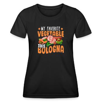 Bologna -Fleisch -Gemüse -Baloney -Sandwich - Frauen Funktions-T-Shirt - Schwarz - Vorne - AI Model Female 172 light (172cm)