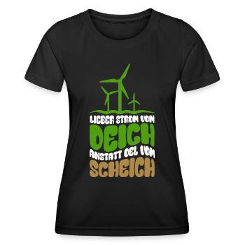 Windenergie - Windkraft - Strom vom Deich - Frauen Funktions-T-Shirt - Schwarz - Vorne - AI Model Female 172 light (172cm)