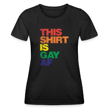 Cette chemise est gay af - T-shirt sport Femme - noir - Devant - AI Model Female 172 light (172cm)