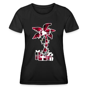 Feuilles de palmier de Noël Feeling Caro Pattern - T-shirt sport Femme - noir - Devant - AI Model Female 172 light (172cm)