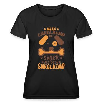 Oma Opa Großeltern Enkelhund Spruch Humor Hunde - Frauen Funktions-T-Shirt - Schwarz - Vorne - AI Model Female 172 light (172cm)