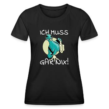 Vogel Vogelfutter Ich muss gar nix cooler Spruch - Frauen Funktions-T-Shirt - Schwarz - Vorne - AI Model Female 172 light (172cm)