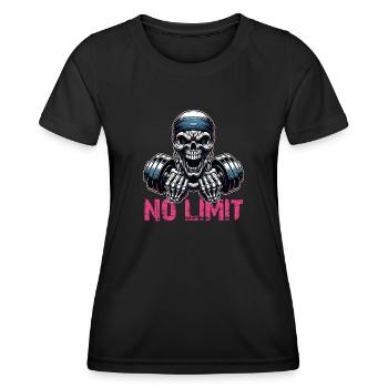 No Limit Workout Bodybuilding Skull mit Hantel - Frauen Funktions-T-Shirt - Schwarz - Vorne - AI Model Female 172 light (172cm)