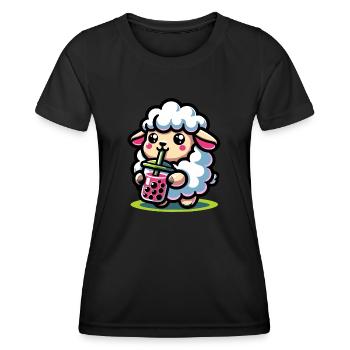 Bubble Tea Sheep Boba Tea Kawaii Gift - Women's Functional T-Shirt - black - Front - AI Model Female 172 light (172cm)