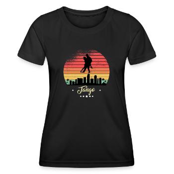 Tango Danse Vintage Rétro Coucher de soleil Sports - T-shirt sport Femme - noir - Devant - AI Model Female 172 light (172cm)