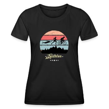Triathlon course à pied Natation vélo Vintage Retro - T-shirt sport Femme - noir - Devant - AI Model Female 172 light (172cm)