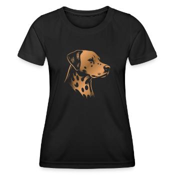Dalmatiner, Hundekopf, Zeichnung bronze - Frauen Funktions-T-Shirt - Schwarz - Vorne - AI Model Female 172 light (172cm)