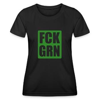 FCK GRN - Grüne nein Danke - Frauen Funktions-T-Shirt - Schwarz - Vorne - AI Model Female 172 light (172cm)