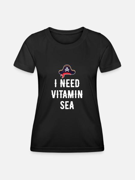 ICH BRAUCHE VITAMIN SEA - Frauen Funktions-T-Shirt - Schwarz
