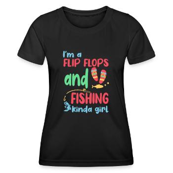 Ich bin ein Flip Flop und Fischer Mädchen - Frauen Funktions-T-Shirt - Schwarz - Vorne - AI Model Female 172 light (172cm)