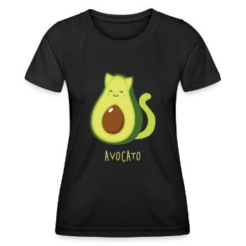 Cat Avocado Avocato Funny Animal Puns - Women's Functional T-Shirt - black - Front - AI Model Female 172 light (172cm)