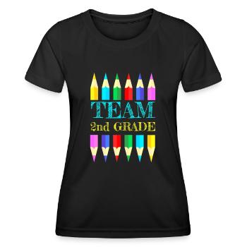 Team 2nd Second Grade Squad Teacher Back To School - Frauen Funktions-T-Shirt - Schwarz - Vorne - AI Model Female 172 light (172cm)