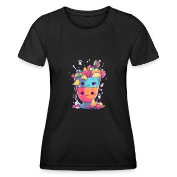 Cocktail kawaii 3 - T-shirt sport Femme - noir - Devant - AI Model Female 172 light (172cm)