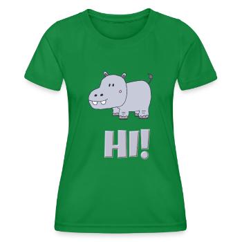 Hippopotame Salut - T-shirt sport Femme - vert - Devant - AI Model Female 172 dark (172cm)