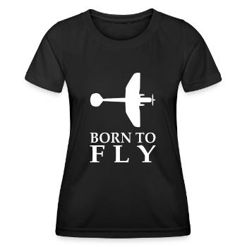 Né pour voler Planeur d’avion - T-shirt sport Femme - noir - Devant - AI Model Female 172 light (172cm)