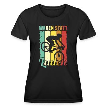 Waden statt Laden Rennrad Radsport Spruch Sprüche - Frauen Funktions-T-Shirt - Schwarz - Vorne - AI Model Female 172 light (172cm)