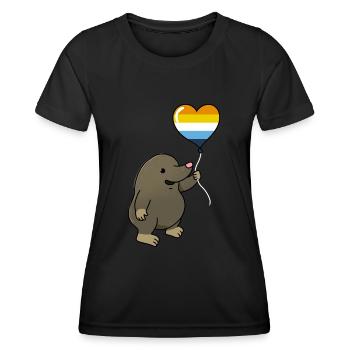 Mole Heart Balloon Aroace Pride - Women's Functional T-Shirt - black - Front - AI Model Female 172 light (172cm)