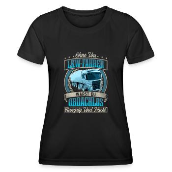 LKW Fahrer - Frauen Funktions-T-Shirt - Schwarz - Vorne - AI Model Female 172 light (172cm)