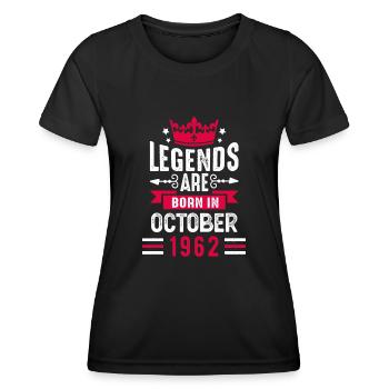 Octobre 1962 - Cadeau du 60e anniversaire. Légende. - T-shirt sport Femme - noir - Devant - AI Model Female 172 light (172cm)