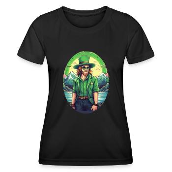 Lutin Trèfle de la Saint-Patrick - T-shirt sport Femme - noir - Devant - AI Model Female 172 light (172cm)
