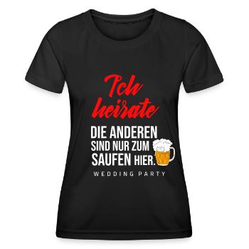 Bachelor Party Wedding Celebrations Party Beer Sayings - Women's Functional T-Shirt - black - Front - AI Model Female 172 light (172cm)