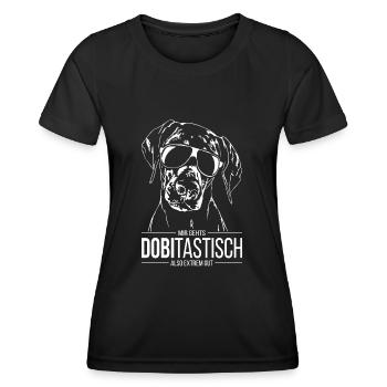 DOBITASTISCH Dobermann Hundespruch Hunde Wilsigns - Frauen Funktions-T-Shirt - Schwarz - Vorne - AI Model Female 172 light (172cm)