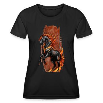 Monture infernale : Cheval funeste, noir et enflammé - T-shirt sport Femme - noir - Devant - AI Model Female 172 light (172cm)