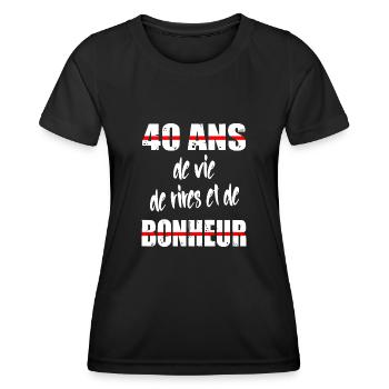 40 ans maillot anniversaire cadeau homme femme - T-shirt sport Femme - noir - Devant - AI Model Female 172 light (172cm)
