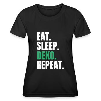 Eat Sleep Deko Repeat Dekorieren Deko - Frauen Funktions-T-Shirt - Schwarz - Vorne - AI Model Female 172 light (172cm)