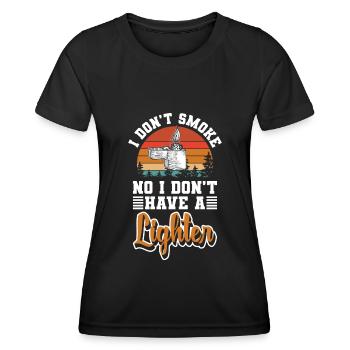 Cigarette tabac sans fumée Santé - T-shirt sport Femme - noir - Devant - AI Model Female 172 light (172cm)