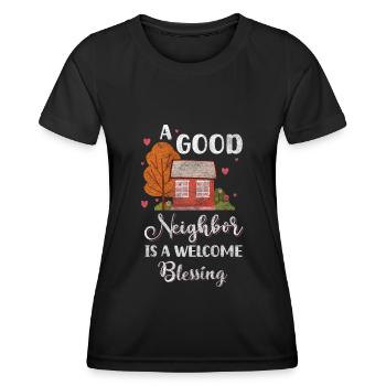 Nachbarschaft Anwohner Alkohol - Frauen Funktions-T-Shirt - Schwarz - Vorne - AI Model Female 172 light (172cm)