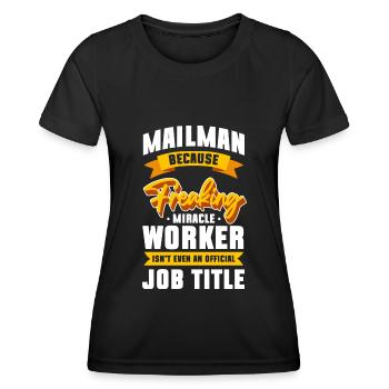 Briefträger Paket Arbeit - Frauen Funktions-T-Shirt - Schwarz - Vorne - AI Model Female 172 light (172cm)