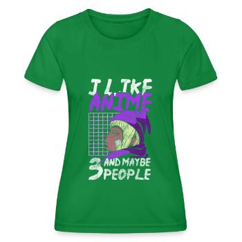 Manga Comic Senpai Girl - Women's Functional T-Shirt - kelly green - Front - AI Model Female 172 dark (172cm)