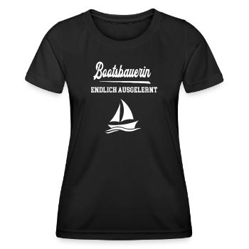 Bootsbauerin Endlich Ausgelernt Lehrling Azubine - Frauen Funktions-T-Shirt - Schwarz - Vorne - AI Model Female 172 light (172cm)