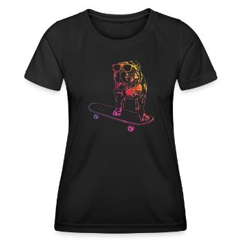 BULLDOG ANGLAIS - SKATEBOARD BULLDOG ANGLAIS - T-shirt sport Femme - noir - Devant - AI Model Female 172 light (172cm)
