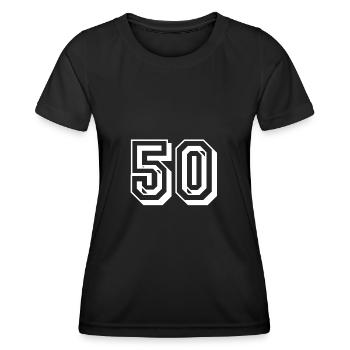 50 ans de naissance - T-shirt sport Femme - noir - Devant - AI Model Female 172 light (172cm)