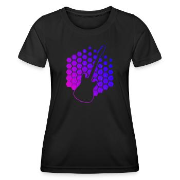 Gitarre Herren Guitar Gitarrist Guitar Player - Frauen Funktions-T-Shirt - Schwarz - Vorne - AI Model Female 172 light (172cm)